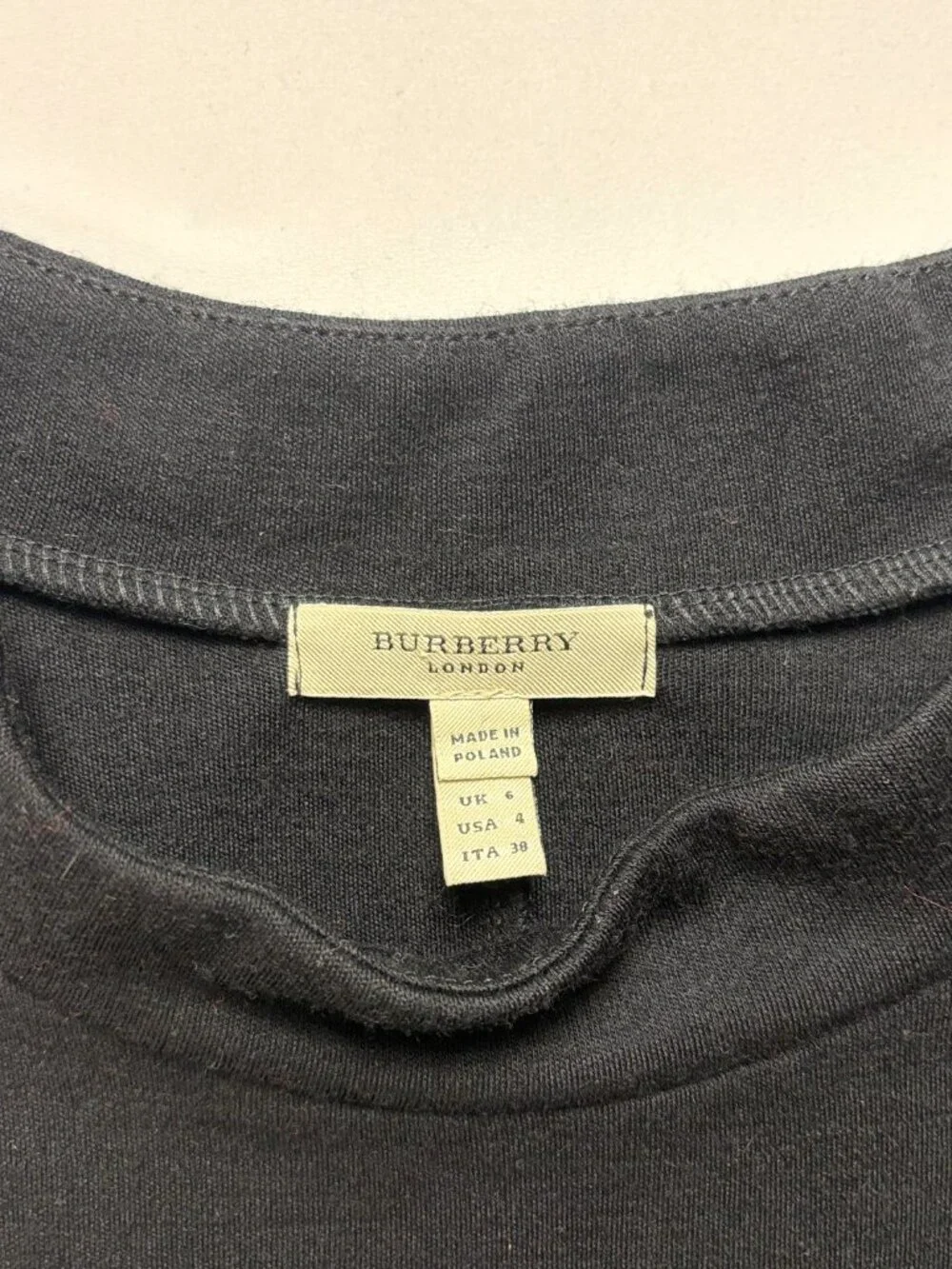 Vintage Burberry London Womens Wool Short Sleeve Dress Black Sz 2 (Tag 4) Poland